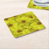 低木状のシニーフォイルのシームレスパターン スクエアペーパーコースター (アングル)