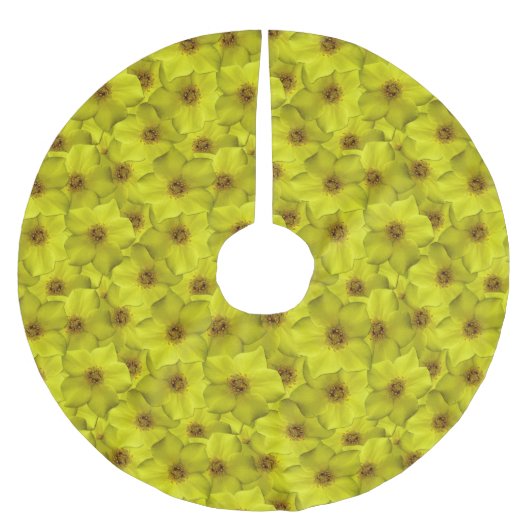 低木状のシニーフォイルのシームレスパターン ブラッシュドポリエステルツリースカート (正面)