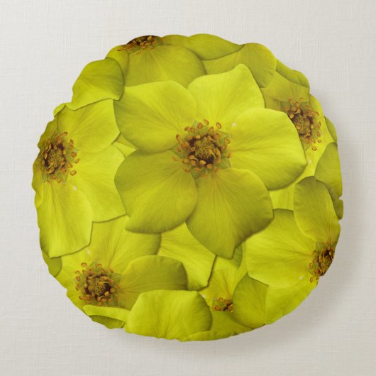 低木状のシニーフォイルのシームレスパターン ラウンドクッション (正面)