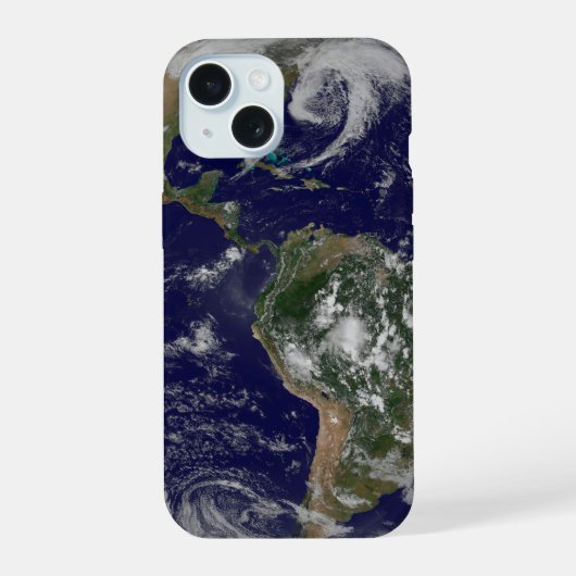 低気圧が見える地球全景 iPhone 15ケース (裏面)