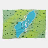 低水湖、湖地区、旅行マップ。 キッチンタオル (横)