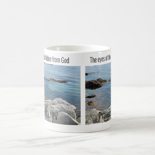 低潮半透明海聖句の写真 コーヒーマグカップ (中央)