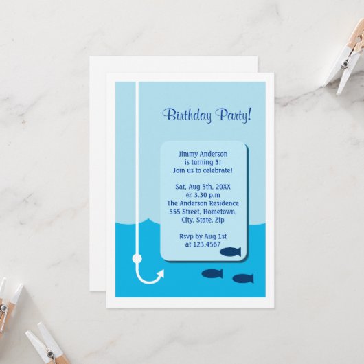 低潮時魚釣り 招待状 (正面/裏面インサイチュ)