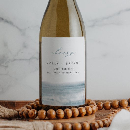 低潮沿岸の水の色結婚の「応援」 ワインラベル