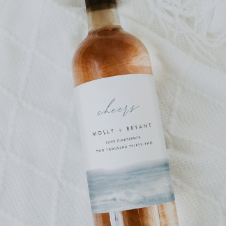 低潮沿岸の水の色結婚の「応援」 ワインラベル