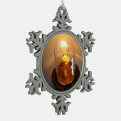 低白熱［赤熱］光を放つ電圧電球 スノーフレークピューターオーナメント (左)