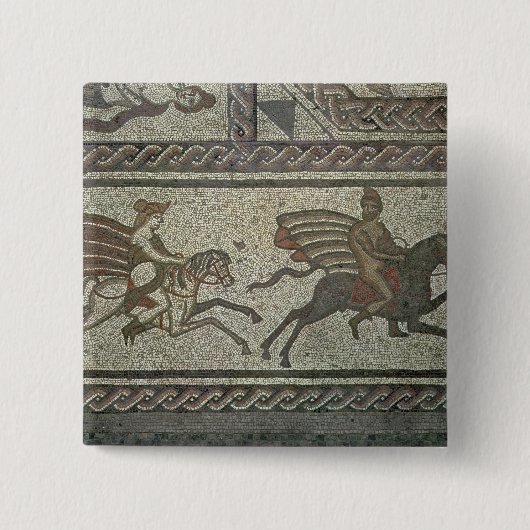 低速のローマの別荘からのモザイク模様の歩道 缶バッジ (正面)