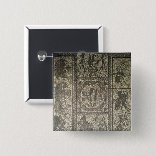 低速のローマの別荘からのモザイク模様の歩道 缶バッジ (正面&裏面)