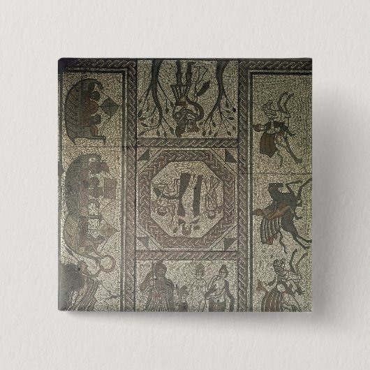 低速のローマの別荘からのモザイク模様の歩道 缶バッジ (正面)