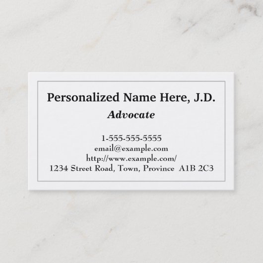 低鍵でクリーンなアドボケータビジネスカード 名刺 (正面)