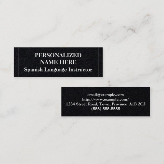 低鍵スペインの言語インストラクター名刺 スキニー名刺 (正面/裏面)