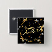 低鍵ラグジュアリー金ゴールドブラックスターズメタリックカスタム 缶バッジ (正面&裏面)