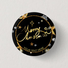 低鍵ラグジュアリー金ゴールドブラックスターメタリッククリスマス 缶バッジ