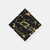 低鍵高級金ゴールドブラックメタリックスターズクリスマス スタンダードカクテルナプキン (角)