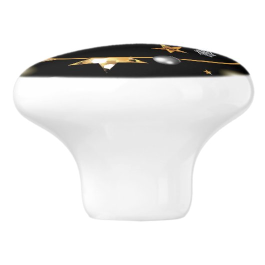 低鍵高級金ゴールドブラックメタリックスターズクリスマス セラミックノブ (側面)