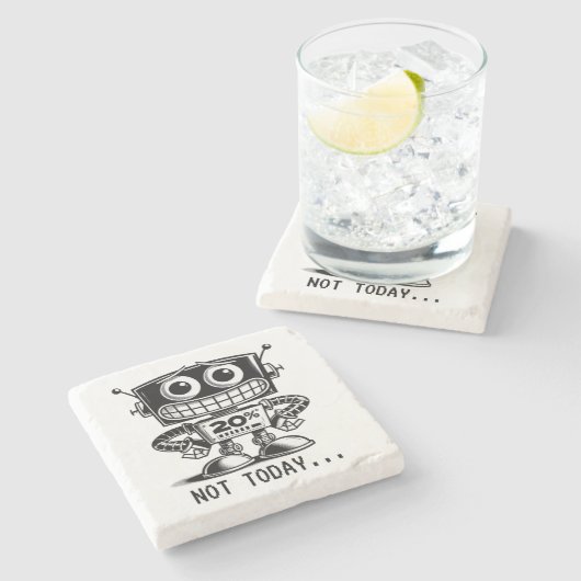 低電力ロボット – 今日は… ストーンコースター (横)