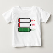 低電池ママ及び不眠パパ用生まれたばかりのベビー ベビーTシャツ (正面)