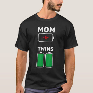 低電池ママ双子ママ双子ママ双子ママ Tシャツ