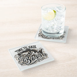 低音おもしろいの到達時間魚釣り ガラスコースター