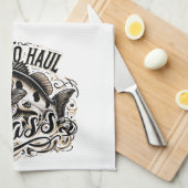 低音おもしろいの到達時間魚釣り キッチンタオル (四つ折り)