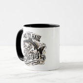 低音おもしろいの到達時間魚釣り マグカップ (正面左)