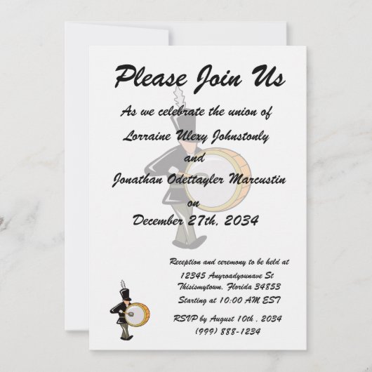 低音のドラマー行進の黒いabstract.png 招待状 (正面)