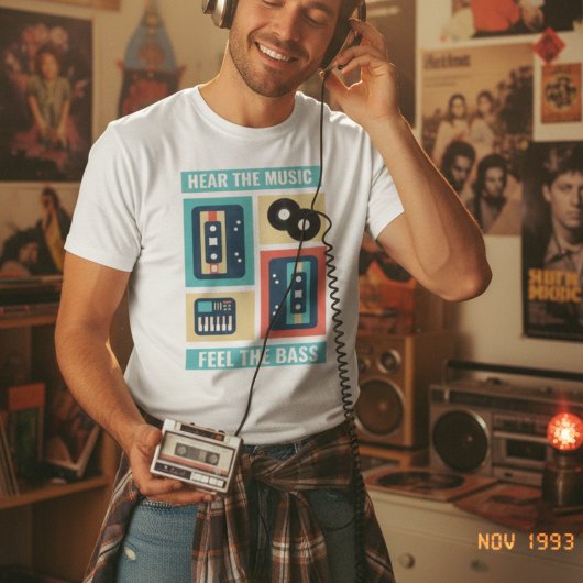 低音の音感じを聞く | 90sヴィンテージ音楽 tシャツ