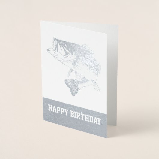 低音の魚釣りのハッピーバースデーの人のカスタムな魚 箔カード (正面)