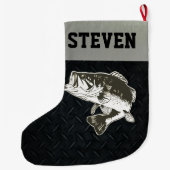 低音の魚釣りの人のクリスマスのストッキング ラージクリスマスストッキング (裏面)