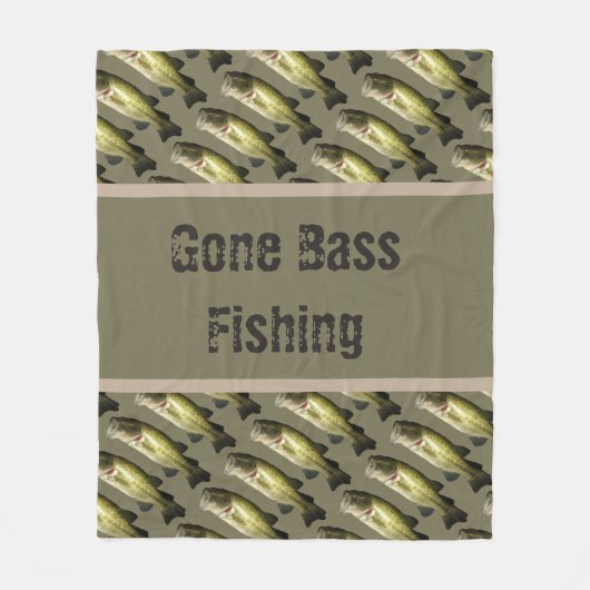 低音の魚釣りの人の中型のフリースブランケット フリースブランケット (正面)