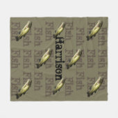 低音の魚釣りの名前をカスタムする媒体のフリースブランケット フリースブランケット (正面(横))