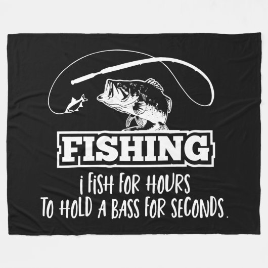 低音の魚釣りの引用文のおもしろいな趣味は時間を遊ばします フリースブランケット (正面(横))