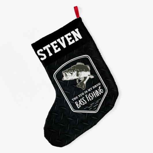 低音の魚釣りの引用文の人の趣味のスポーツ ラージクリスマスストッキング (裏面 (吊り時))