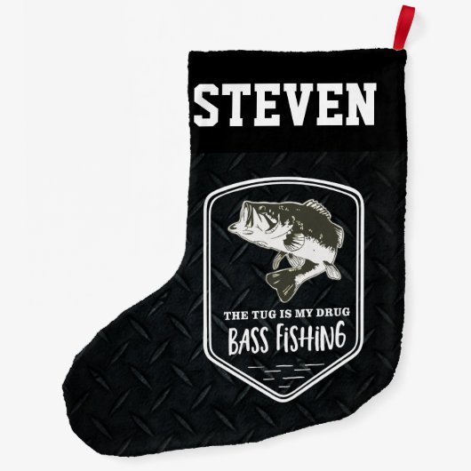 低音の魚釣りの引用文の人の趣味のスポーツ ラージクリスマスストッキング (裏面)