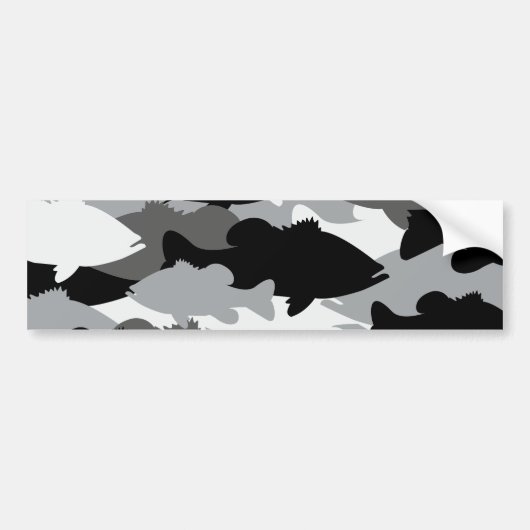 低音の魚釣りの黒の迷彩柄 バンパーステッカー (正面)