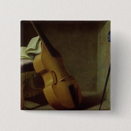 低音のViol、スコアシートおよび剣1693年 缶バッジ (正面)