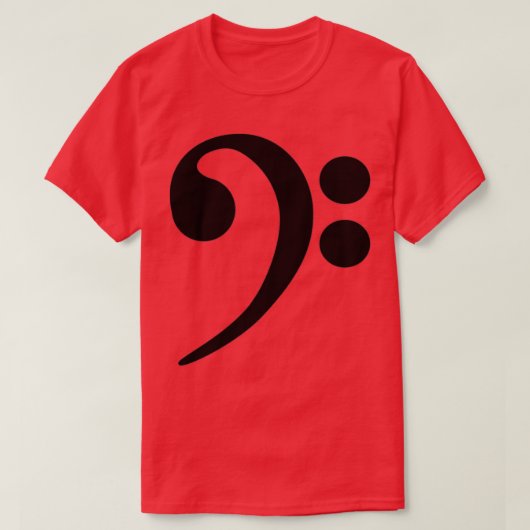 低音クレフ、 音符記号音符 Tシャツ (デザイン正面)