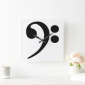 低音クレフ、 音符記号 スクエア壁時計 (ホーム)