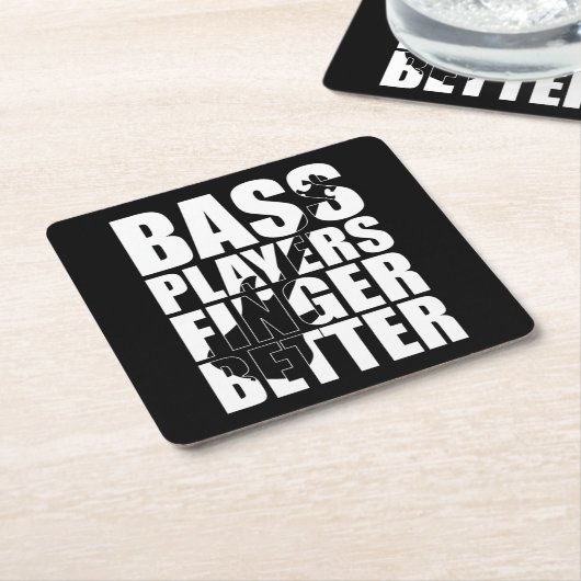 低音プレーヤーの指が良い スクエアペーパーコースター (アングル)