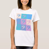 低音部記号 パステル音楽柄 Tシャツ (正面)