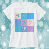 低音部記号 パステル音楽柄 Tシャツ