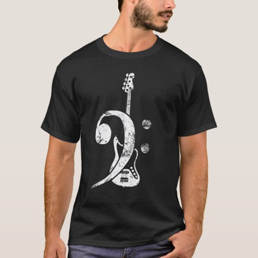 低音部音符 ベースギター Tシャツ (正面)