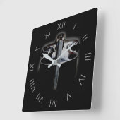 低音1グレーのローマ数字wccn スクエア壁時計 (傾斜)