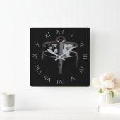 低音1グレーのローマ数字wccn スクエア壁時計 (ホーム)