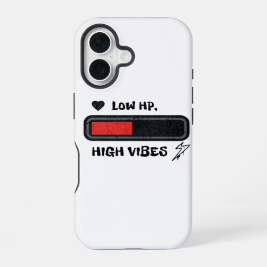 低HP、高Vibesおもしろミーム iPhone 16ケース (裏面)