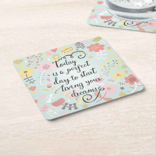 住み始めて下さいあなたの夢 スクエアペーパーコースター (アングル)