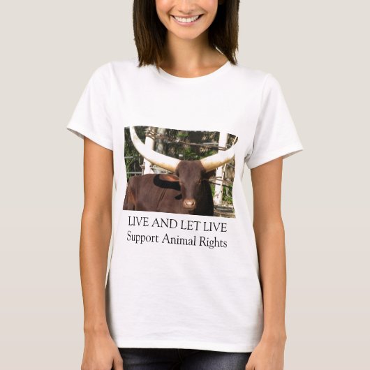 住み、生きているサポート動物権を許可して下さい Tシャツ (正面)
