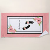 住んでいるシックなビーチTOWEL_ "夢の"花柄 ビーチタオル (正面)