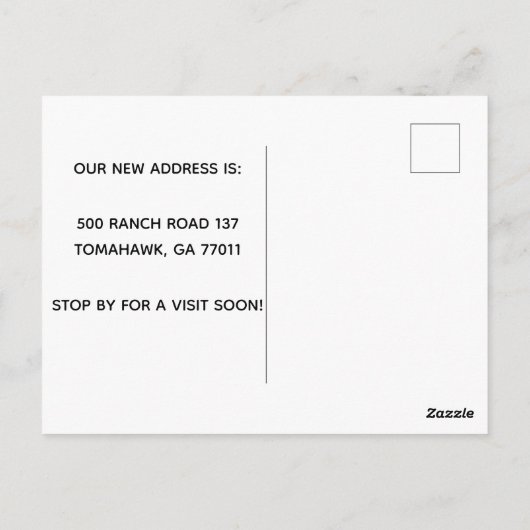 住んでいる住所の牛モーの変更 ポストカード (裏面)