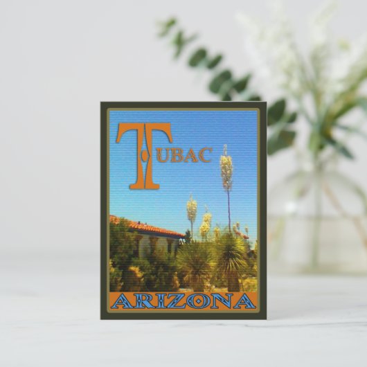 住宅のサボテン風景、 アリゾナ州ツバック ポストカード (スタンド正面)